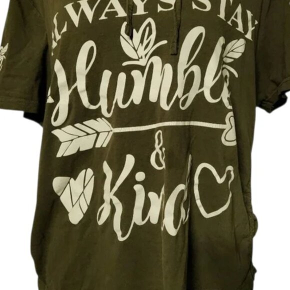 On Fire Always Stay Humble & Kind Olive Girls XXL/Women's Medium Graphic Hoodie - Picture 2 of 5